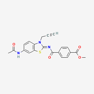 molecular formula C21H17N3O4S B2924219 Methyl 4-[(6-acetamido-3-prop-2-ynyl-1,3-benzothiazol-2-ylidene)carbamoyl]benzoate CAS No. 865182-97-4