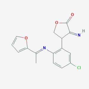 molecular formula C16H13ClN2O3 B292422 4-(5-chloro-2-{[1-(2-furyl)ethylidene]amino}phenyl)-3-iminodihydro-2(3H)-furanone 