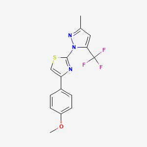 molecular formula C15H12F3N3OS B2924222 4-(4-甲氧基苯基)-2-[3-甲基-5-(三氟甲基)-1H-吡唑-1-基]-1,3-噻唑 CAS No. 955976-85-9