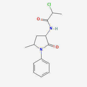 molecular formula C14H17ClN2O2 B2924223 2-Chloro-N-(5-methyl-2-oxo-1-phenylpyrrolidin-3-yl)propanamide CAS No. 2411195-76-9
