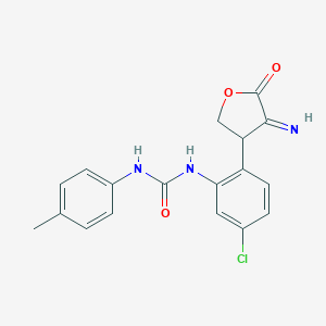 molecular formula C18H16ClN3O3 B292424 N-[5-chloro-2-(4-imino-5-oxotetrahydro-3-furanyl)phenyl]-N'-(4-methylphenyl)urea 