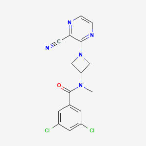 molecular formula C16H13Cl2N5O B2924243 3,5-Dichloro-N-[1-(3-cyanopyrazin-2-yl)azetidin-3-yl]-N-methylbenzamide CAS No. 2380170-70-5
