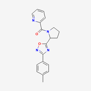 molecular formula C19H18N4O2 B2924253 2-({2-[3-(4-Methylphenyl)-1,2,4-oxadiazol-5-yl]pyrrolidin-1-yl}carbonyl)pyridine CAS No. 1788671-14-6