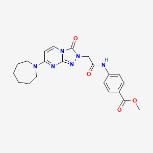 molecular formula C21H24N6O4 B2924258 4-({2-[7-(1-氮杂环戊基)-3-氧代[1,2,4]三唑并[4,3-a]嘧啶-2(3H)-基]乙酰基}氨基)苯甲酸甲酯 CAS No. 1251558-47-0