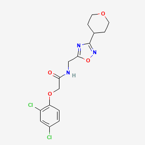 molecular formula C16H17Cl2N3O4 B2924259 2-(2,4-dichlorophenoxy)-N-((3-(tetrahydro-2H-pyran-4-yl)-1,2,4-oxadiazol-5-yl)methyl)acetamide CAS No. 2034535-12-9
