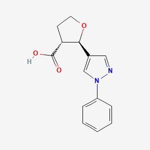 (2R,3R)-2-(1-Phenylpyrazol-4-yl)oxolane-3-carboxylic acid
