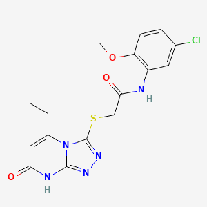molecular formula C17H18ClN5O3S B2924269 N-(5-chloro-2-methoxyphenyl)-2-((7-oxo-5-propyl-7,8-dihydro-[1,2,4]triazolo[4,3-a]pyrimidin-3-yl)thio)acetamide CAS No. 895005-97-7