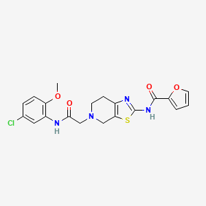 molecular formula C20H19ClN4O4S B2924273 N-(5-(2-((5-氯-2-甲氧基苯基)氨基)-2-氧代乙基)-4,5,6,7-四氢噻唑并[5,4-c]吡啶-2-基)呋喃-2-甲酰胺 CAS No. 1351606-88-6