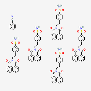 molecular formula C107H85N11O20S5 B2924278 Benzonitrile;4-[2-(1,3-dioxobenzo[de]isoquinolin-2-yl)ethyl]benzenesulfonamide CAS No. 1172404-77-1