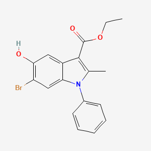 molecular formula C18H16BrNO3 B2924279 ethyl 6-bromo-5-hydroxy-2-methyl-1-phenyl-1H-indole-3-carboxylate CAS No. 40945-72-0