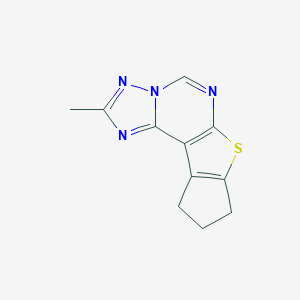 molecular formula C11H10N4S B292428 2-methyl-9,10-dihydro-8H-cyclopenta[4,5]thieno[3,2-e][1,2,4]triazolo[1,5-c]pyrimidine 