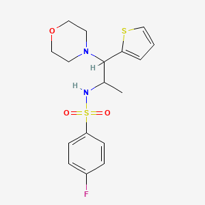 4-fluoro-N-(1-morpholino-1-(thiophen-2-yl)propan-2-yl)benzenesulfonamide