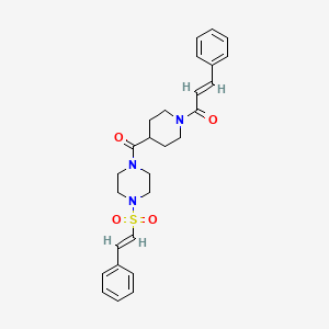 molecular formula C27H31N3O4S B2924291 (E)-3-phenyl-1-[4-[4-[(E)-2-phenylethenyl]sulfonylpiperazine-1-carbonyl]piperidin-1-yl]prop-2-en-1-one CAS No. 879301-25-4