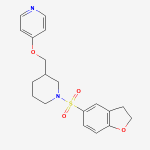 molecular formula C19H22N2O4S B2924297 4-[[1-(2,3-Dihydro-1-benzofuran-5-ylsulfonyl)piperidin-3-yl]methoxy]pyridine CAS No. 2380033-50-9