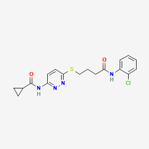 molecular formula C18H19ClN4O2S B2924299 N-(6-((4-((2-chlorophenyl)amino)-4-oxobutyl)thio)pyridazin-3-yl)cyclopropanecarboxamide CAS No. 1040648-51-8