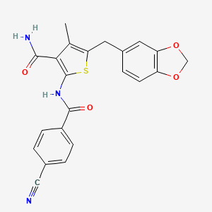 5-(Benzo[d][1,3]dioxol-5-ylmethyl)-2-(4-cyanobenzamido)-4-methylthiophene-3-carboxamide