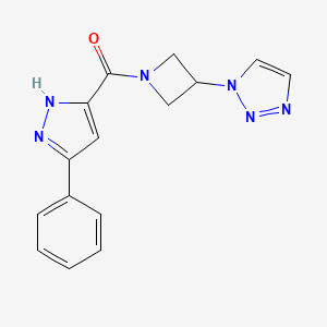 molecular formula C15H14N6O B2924309 1-[1-(5-phenyl-1H-pyrazole-3-carbonyl)azetidin-3-yl]-1H-1,2,3-triazole CAS No. 1796903-23-5