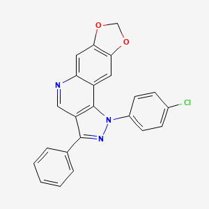 molecular formula C23H14ClN3O2 B2924313 1-(4-氯苯基)-3-苯基-1H-[1,3]二氧杂环[4,5-g]吡唑并[4,3-c]喹啉 CAS No. 901264-81-1