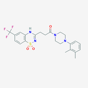 molecular formula C23H25F3N4O3S B2924315 3-{3-[4-(2,3-dimethylphenyl)piperazin-1-yl]-3-oxopropyl}-6-(trifluoromethyl)-2H-1,2,4-benzothiadiazine 1,1-dioxide CAS No. 894546-18-0