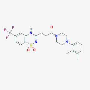 1-[4-(2,3-DIMETHYLPHENYL)-1-PIPERAZINYL]-3-[1,1-DIOXIDO-6-(TRIFLUOROMETHYL)-2H-1,2,4-BENZOTHIADIAZIN-3-YL]-1-PROPANONE