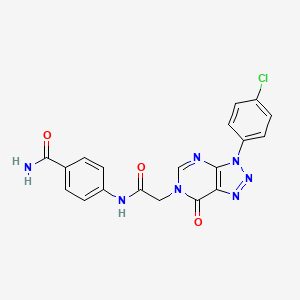 molecular formula C19H14ClN7O3 B2924317 4-(2-(3-(4-氯苯基)-7-氧代-3H-[1,2,3]三唑并[4,5-d]嘧啶-6(7H)-基)乙酰氨基)苯甲酰胺 CAS No. 893913-48-9