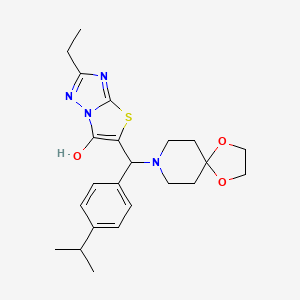 molecular formula C23H30N4O3S B2924323 2-Ethyl-5-((4-isopropylphenyl)(1,4-dioxa-8-azaspiro[4.5]decan-8-yl)methyl)thiazolo[3,2-b][1,2,4]triazol-6-ol CAS No. 886909-42-8