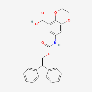 molecular formula C24H19NO6 B2924326 7-(9H-Fluoren-9-ylmethoxycarbonylamino)-2,3-dihydro-1,4-benzodioxine-5-carboxylic acid CAS No. 2243515-39-9