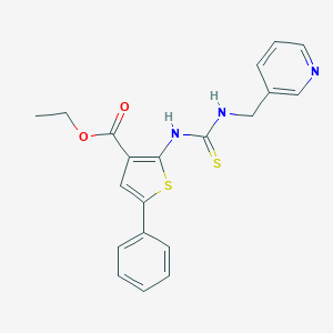 molecular formula C20H19N3O2S2 B292434 Ethyl 5-phenyl-2-({[(3-pyridinylmethyl)amino]carbothioyl}amino)-3-thiophenecarboxylate 