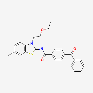 molecular formula C26H24N2O3S B2924343 (Z)-4-benzoyl-N-(3-(2-ethoxyethyl)-6-methylbenzo[d]thiazol-2(3H)-ylidene)benzamide CAS No. 865162-04-5