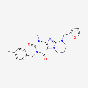 molecular formula C22H23N5O3 B2924350 9-(furan-2-ylmethyl)-1-methyl-3-[(4-methylphenyl)methyl]-7,8-dihydro-6H-purino[7,8-a]pyrimidine-2,4-dione CAS No. 877780-71-7