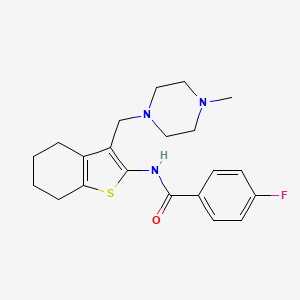 molecular formula C21H26FN3OS B2924351 4-fluoro-N-(3-((4-methylpiperazin-1-yl)methyl)-4,5,6,7-tetrahydrobenzo[b]thiophen-2-yl)benzamide CAS No. 690962-20-0