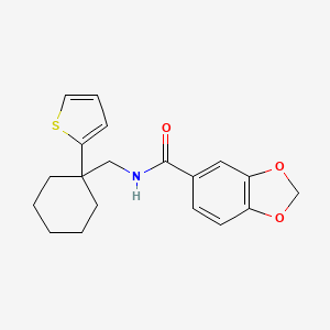 molecular formula C19H21NO3S B2924354 N-((1-(thiophen-2-yl)cyclohexyl)methyl)benzo[d][1,3]dioxole-5-carboxamide CAS No. 1203414-26-9