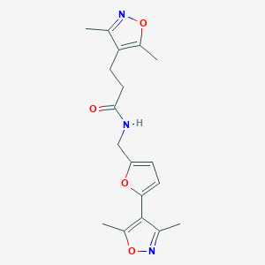 molecular formula C18H21N3O4 B2924359 3-(3,5-dimethyl-1,2-oxazol-4-yl)-N-{[5-(3,5-dimethyl-1,2-oxazol-4-yl)furan-2-yl]methyl}propanamide CAS No. 2415454-45-2