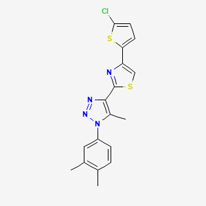 molecular formula C18H15ClN4S2 B2924361 4-(5-chlorothiophen-2-yl)-2-(1-(3,4-dimethylphenyl)-5-methyl-1H-1,2,3-triazol-4-yl)thiazole CAS No. 946214-07-9