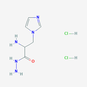 molecular formula C6H13Cl2N5O B2924364 2-Amino-3-imidazol-1-ylpropanehydrazide;dihydrochloride CAS No. 2287262-67-1