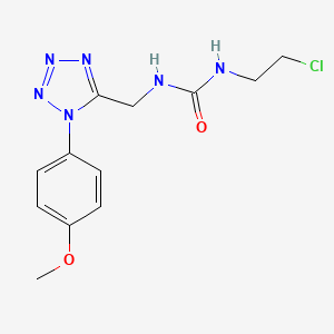 molecular formula C12H15ClN6O2 B2924374 1-(2-chloroethyl)-3-((1-(4-methoxyphenyl)-1H-tetrazol-5-yl)methyl)urea CAS No. 942000-59-1