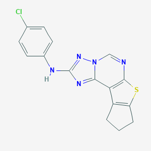 molecular formula C16H12ClN5S B292438 N-(4-chlorophenyl)-N-(9,10-dihydro-8H-cyclopenta[4,5]thieno[3,2-e][1,2,4]triazolo[1,5-c]pyrimidin-2-yl)amine 