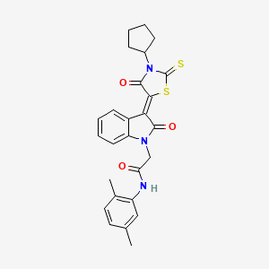 2-[(3Z)-3-(3-cyclopentyl-4-oxo-2-thioxo-1,3-thiazolidin-5-ylidene)-2-oxo-2,3-dihydro-1H-indol-1-yl]-N-(2,5-dimethylphenyl)acetamide