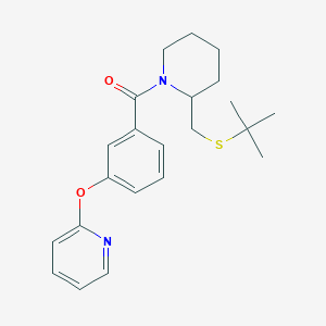 molecular formula C22H28N2O2S B2924383 2-(3-{2-[(tert-butylsulfanyl)methyl]piperidine-1-carbonyl}phenoxy)pyridine CAS No. 2034569-20-3