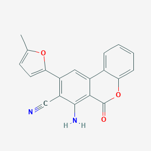 molecular formula C19H12N2O3 B292439 7-amino-9-(5-methyl-2-furyl)-6-oxo-6H-benzo[c]chromene-8-carbonitrile 