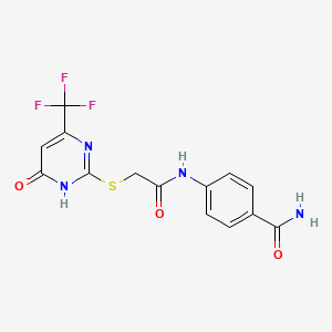 4-(2-((6-Oxo-4-(trifluoromethyl)-1,6-dihydropyrimidin-2-yl)thio)acetamido)benzamide
