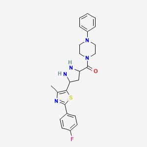 molecular formula C24H22FN5OS B2924409 [5-[2-(4-Fluorophenyl)-4-methyl-1,3-thiazol-5-yl]pyrazolidin-3-yl]-(4-phenylpiperazin-1-yl)methanone CAS No. 1305252-38-3