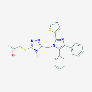 molecular formula C26H23N5OS2 B292441 1-[4-Methyl-5-(acetonylthio)-4H-1,2,4-triazole-3-ylmethyl]-2-(2-thienyl)-4,5-diphenyl-1H-imidazole 