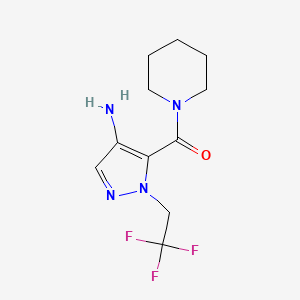 molecular formula C11H15F3N4O B2924416 5-(piperidine-1-carbonyl)-1-(2,2,2-trifluoroethyl)-1H-pyrazol-4-amine CAS No. 2101196-36-3