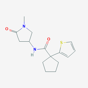 molecular formula C15H20N2O2S B2924419 N-(1-methyl-5-oxopyrrolidin-3-yl)-1-(thiophen-2-yl)cyclopentanecarboxamide CAS No. 1396682-38-4