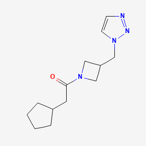 molecular formula C13H20N4O B2924434 2-cyclopentyl-1-{3-[(1H-1,2,3-triazol-1-yl)methyl]azetidin-1-yl}ethan-1-one CAS No. 2198221-75-7