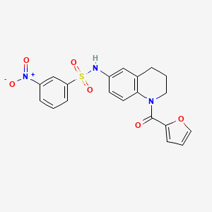 molecular formula C20H17N3O6S B2924435 N-(1-(furan-2-carbonyl)-1,2,3,4-tetrahydroquinolin-6-yl)-3-nitrobenzenesulfonamide CAS No. 941986-49-8