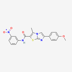 molecular formula C20H16N4O4S B2924438 6-(4-methoxyphenyl)-3-methyl-N-(3-nitrophenyl)imidazo[2,1-b][1,3]thiazole-2-carboxamide CAS No. 852134-91-9