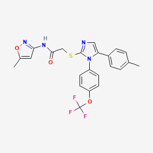 molecular formula C23H19F3N4O3S B2924441 N-(5-甲基异恶唑-3-基)-2-((5-(对甲苯基)-1-(4-(三氟甲氧基)苯基)-1H-咪唑-2-基)硫代)乙酰胺 CAS No. 1226448-57-2