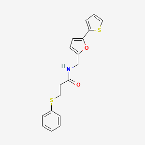 molecular formula C18H17NO2S2 B2924443 3-(phenylthio)-N-((5-(thiophen-2-yl)furan-2-yl)methyl)propanamide CAS No. 2097912-04-2
